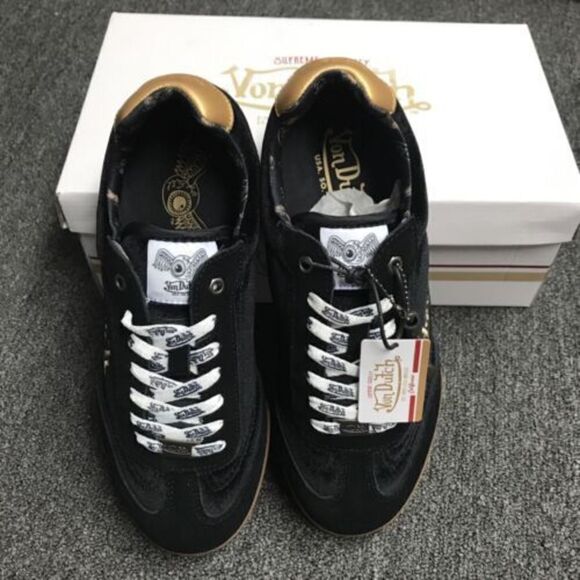 VON DUTCH Women Vanderdutch VELVET BLACK & GOLD SAINTS SNEAKER WOMEN US 9 NEW - Picture 2 of 9